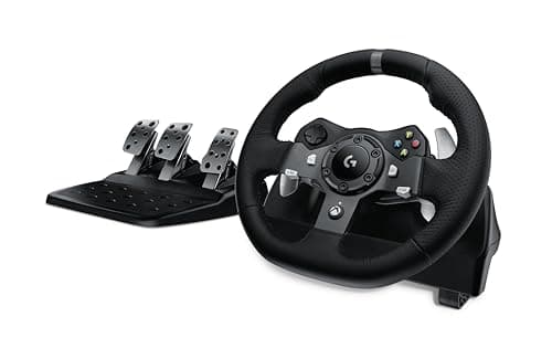 Logitech G920 Driving Force Racing Wheel and Floor Pedals, Real Force Feedback, Stainless Steel Paddle Shifters, Leather Steering Wheel Cover for Xbox Series X|S, Xbox One, PC, Mac - Black - Sim Racing