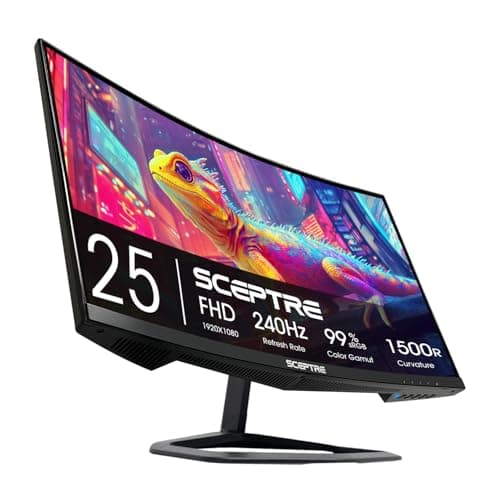 Sceptre Curved 24.5-inch Prime Gaming Monitor up to 240Hz 1080p R1500 1ms DisplayPort x2 HDMI x2 Blue Light Shift Build-in Speakers, Machine Black 2025 (C255B-FWT240 Series) - Monitor