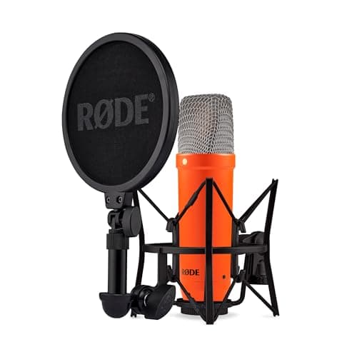Rode RØDE NT1 Signature Series Large-Diaphragm Condenser Microphone with Shock Mount, Pop Filter and XLR Cable for Music Production, Vocal Recording, Streaming and Podcasting (Orange) - Microphone