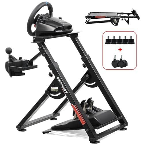 GTPLAYER Sim Racing Wheel Stand Simulator Cockpit Wheel Stand Racing Steering Shifter Mount fit for Logitech G25 G27 G29 G920 G923 Thrustmaster T330TS Gaming Stand Wheel Pedals NOT Included, Black - Sim Racing