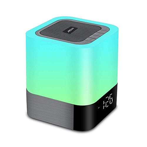 Aisuo Night Light-5 in 1 Bedside Lamp with Bluetooth Speaker, 12/24H Digital Calendar Alarm Clock, Touch Control, Support TF and SD Card, Music Player, Gift for Girls Boys Teens,Warm White - Lighting