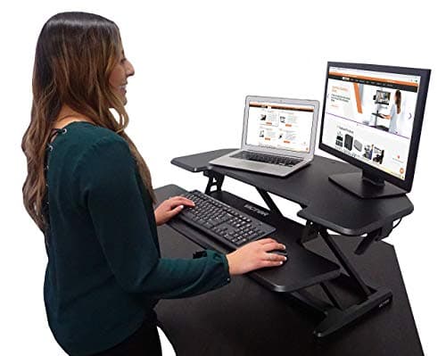 Victor Square D Victor Technology DCX650 Adjustable Corner Standing Desk,36" W, Black - Desk