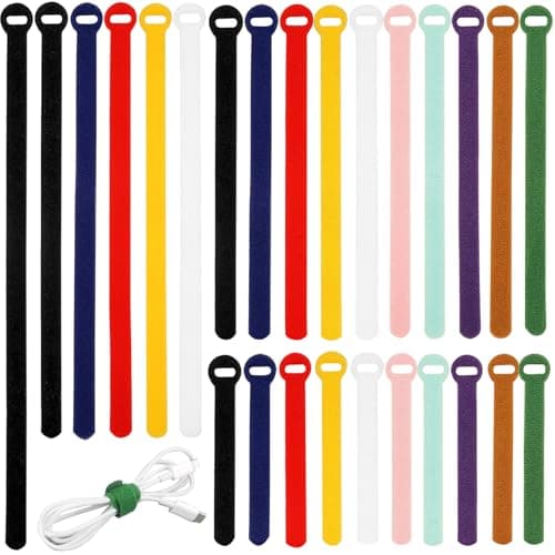 HAVE ME TD 150PCS Cable Ties,4+6+8+10 Inch Reusable Cable Management, Multi-Purpose Adjustable Cord Organizer,Fastening Microfiber Cloth Hook and Loop Cable Organizer Wire Straps,Assorted Colors - Cable Management