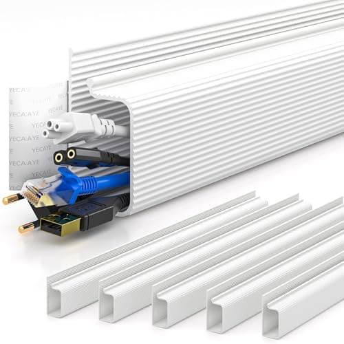 YECAYE 94.2 in Cable Management Under Desk,Easy Install Adhesive Mount Cord Hider,Cord Organizer,Wire Management,Wire Hider for Office Organization,Child & Pet Proof,White - Cable Management