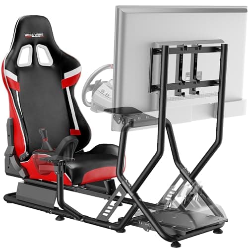ARES WING Racing Simulator Cockpit with Monitor Mount and Seat, Formula and GT Sim Racing Cockpit Compatible with Fanatec, Thrustmaster, Logitech, Moza Racing Games on PS5, PS4, Xbox and PC - Sim Racing