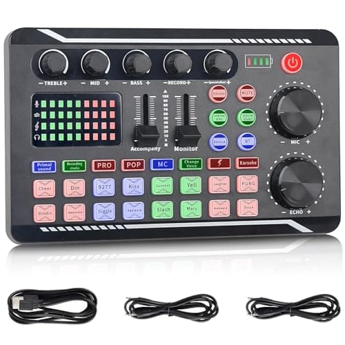 jindaaudio Professional Live Sound Card, Audio Mixer and Audio Interface with DJ Mixer Effects, Voice Changer - Studio Equipment for Streaming/Podcasting/Gaming - Audio Interface