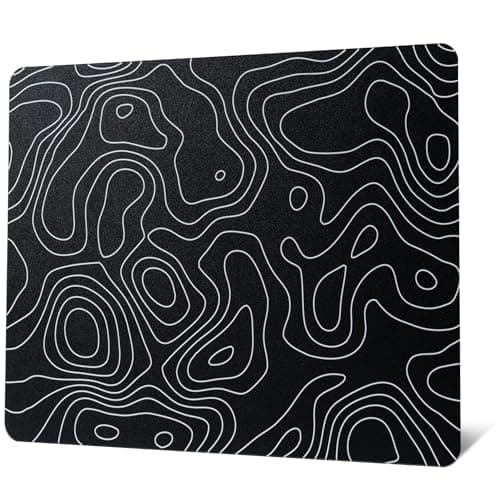 GMKWTL Glass Mouse Pad for Gaming, Black Topographic Hard Gaming Mousepad, Professional Large Mouse Mat 410mm*310mm, Special Glass Surface with Improved Precision and Speed - Mousepad / Desk Mat