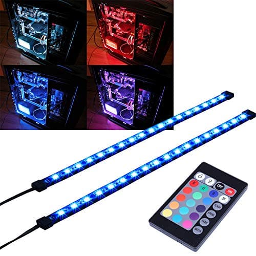 DS leddess RGB LED Strip Computer Lighting via Magnet with Controller for Desktop Computer Case Mid Tower Full Tower (24Key Remote,2 in 1,30CM,R Series) - Lighting