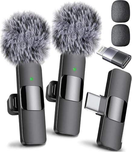 Mini Mic Pro (Latest Model) - Wireless Mini Microphone for iPhone, iPad, Android - 2 Pack Lavalier Microphone for Video Recording - iPhone Mic Crystal Clear Recording with USB-C for Content Creators - Microphone