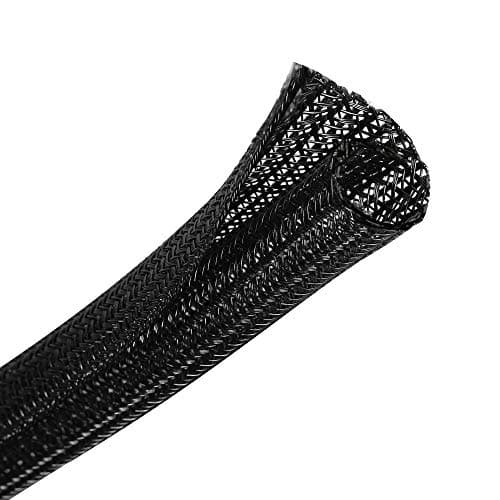 CrocSee 25ft - 1/2 inch Braided Cable Management Sleeve Cord Protector - Self-Wrapping Split Wire Loom for TV/Computer/Home Theater/Engine Bay - Black - Cable Management