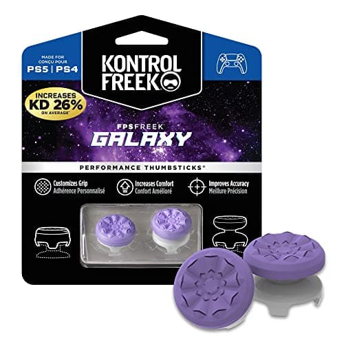 KontrolFreek FPS Freek Galaxy Purple for PlayStation 4 (PS4) and PlayStation 5 (PS5) | Performance Thumbsticks | 1 High-Rise, 1 Mid-Rise | Purple - Controller