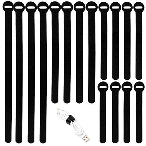 HAVE ME TD 150PCS Reusable Cable Ties - 4+6+8+10inch Multi-Purpose Cable management Hook & Loop Cable Straps Wire Ties,Adjustable Fastening Cord Organizer,Cable Organizer for Home,Office and Data Centers,Black - Cable Management