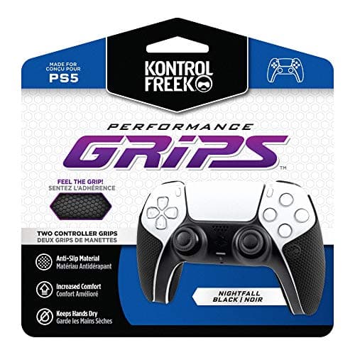 KontrolFreek Performance Grips for PlayStation 5 (PS5) Controller (Nightfall Black) - Controller