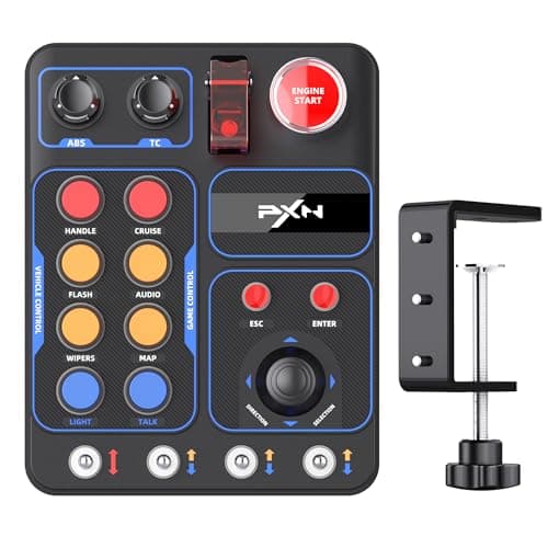 PXN CB1 Racing Button Box PC USB Simulation Racing Instrument Center Control Button Box Multi-function 30 Programmable Buttons for PC/V9 gen2, Adjustable RGB Lighting, For Truck ETS2 Hub Sim racing - Sim Racing