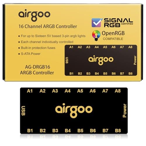 Airgoo Magnetic 16-Port Signal RGB Controller, SATA Powered ARGB Controller PC Lighting Hub for Mid & Full-Tower Cases, Compatible with SignalRGB & OpenRGB, AG-DRGB16 - Lighting