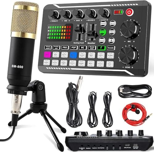 SINWE Podcast Equipment Bundle, SINWE Condenser Microphone with Tripod Stand and Professional Audio Mixer for Studio Recording Vocals, Voice Overs, Streaming Broadcast and YouTube Videos - Audio Interface