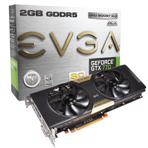 EVGA GeForce GTX770 SuperClocked with EVGA ACX Cooler, 2GB GDDR5 256bit, DL DVI-I, DVI-D, HDMI, DP, SLI Ready Graphics Cards (02G-P4-2774-KR) - Video Card