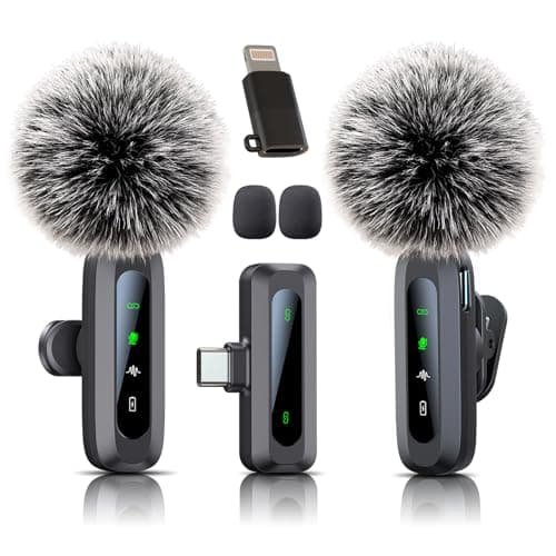 Uewpv Wireless Mini Microphone for iPhone 15/16, iPad, Android, Wireless Lavalier Microphone with Noise Reduction, Portable USB C Lapel Mic for Video Recording, Vlog, Tiktok, YouTube - Microphone