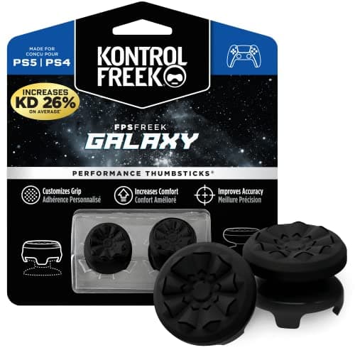 KontrolFreek FPS Freek Galaxy Black for PlayStation 4 (PS4) and PlayStation 5 (PS5) | Performance Thumbsticks | 1 High-Rise, 1 Mid-Rise | Black (Limited Edition) - Controller