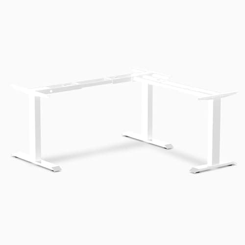 Desky Zero Fixed L-Shape Desk Frame – Heavy-Duty Steel, White Finish, Supports Up to 440 lbs, Tool-Free Assembly, Adjustable Corner Configuration for Home & Office Setups - Desk
