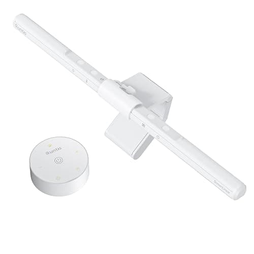 Quntis Monitor Light Bar Pro White, Eye-Care No Glare USB Computer Lamp, Stepless Dimming & Auto-Dimming Brightness, Dual Control, Modern Aesthetic Space Saving Desk Accessories Office Gaming Reading - Lighting
