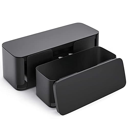 YECAYE 2 Pack Cable Management Box, Pet Friendly Cable Box Organizer for Home & Office, Child-Proof Floor Cord Cover, Cord Management and Cord Hider, Black - Cable Management