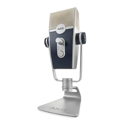 AKG Pro Audio Lyra Ultra-HD USB C Microphone for Recording, Streaming, Gaming, Podcasting, ASMR on PC and Mac, Condenser Mic for Laptop or Computer, Adjustable Stand, Plug and Play – Blue and Silver - Microphone