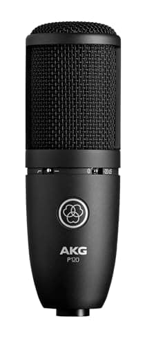 AKG Pro Audio P120 - Affordable 2/3-Inch Diaphragm Condenser Microphone for Clear Vocals & Instruments. Studio Recording or Live. XLR Connector. Black - Microphone