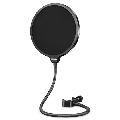 Aokeo Professional Microphone Pop Filter Mask Shield For Blue Yeti and Any Other Microphone,Mic Dual Layered Wind Pop Screen With Flexible 360° Gooseneck Clip Stabilizing Arm - Microphone
