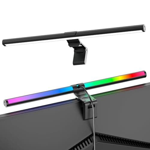 SAMPHON RGB Monitor Light Bar, Eye-Care Dual Light Reading Screen Lamp, 9 Modes Gaming Backlight LED Computer Lamp, 3 Colors Dimmable Frontlight, 15.75'' USB Desk Lights for Home, Office - Desk