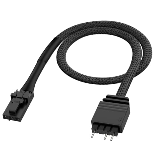 Aukuoy 3 Pin ARGB Adapter Cable for Corsair Lighting Node PRO, iCUE Commander PRO, iCUE Commander CORE XT, Converter to Standard 5V 3-Pin ARGB Device - Black Braided, 10.81 in (29cm) - Lighting