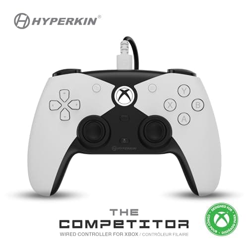 Hyperkin The Competitor Wired Controller for Xbox Series X|S, Xbox One & PC with Hall Effect Joysticks & Impulse Triggers; Symmetrical Layout & Precision D-Pad - Officially Licensed Xbox - White - Controller