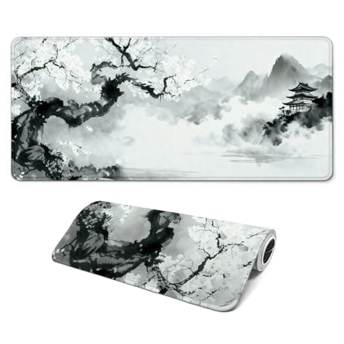 FTSYAD Gaming Mouse Pad with Anti-Slip Rubber Base, Extended Large Computer Mouse Mat with Stitched Edges, Long XL Anime Mousepad for Laptop and Keyboard, 31.5 x 11.8 inch (Japanese Cherry Blossom) - Mousepad / Desk Mat