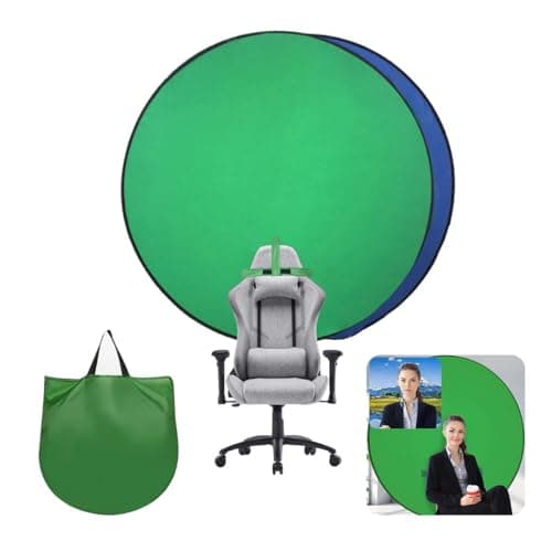 Daugerlarss Portable Collapsible Webcam Backdrop With Package Bag, Attaches to Chair, Easy Setup, Wrinkle-Resistant Fabric, Perfect for Zoom Webex Teams TikTok, Background Green Blue Screen D59'' - Gaming Chair