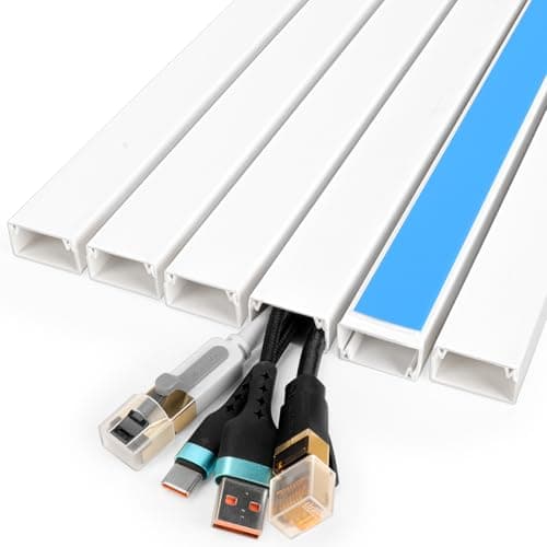 YesBes 87in Cord Hider Kit, Cord Covers for Wires on Wall, Paintable Cable Raceway, Cord Hider for Wall Mount tv, tv Cable Hider Wall kit, Wire Covers for Cords, 6X L14.5in X W0.96in X H0.57in - Cable Management