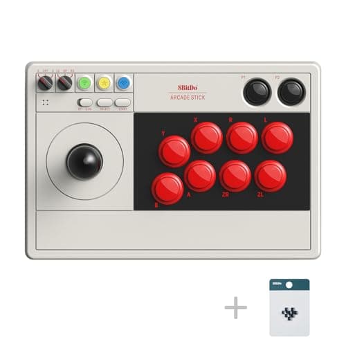 8Bitdo Arcade Stick for Switch & Windows, Arcade Fight Stick Support Wireless Bluetooth, 2.4G Receiver and Wired Connection - Controller