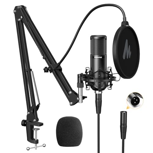 MAONO XLR Condenser Microphone, Professional Cardioid Studio Mic with Boom Arm, Pop Filter, Compatible with Audio Interface and Mixer for Streaming, Podcasting, Vocal Recording, Music, PM320S - Microphone