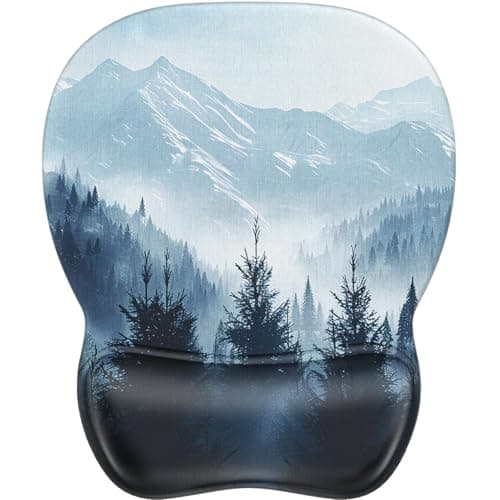 MROCO Ergonomic Mouse Pad with Gel Wrist Rest, Smooth Wrist Support Surface, Non-Slip PU Base for Pain Relief, Comfortable Mousepad for Computer, Laptop, Office & Home, 9.4 x 8.1 in, Cloud Forest - Mousepad / Desk Mat