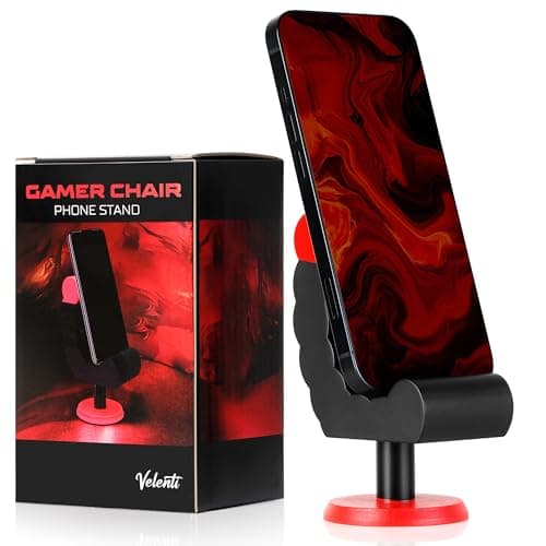 VELENTI Gamer Chair Phone Stand - Phone Holder for Smartphones, Kindles Up to 19 cm Tall - Fun Gaming Accessories for Gamers - Useful Gamer Gadgets - Lovely Birthday Gift for Gamers - Gaming Chair