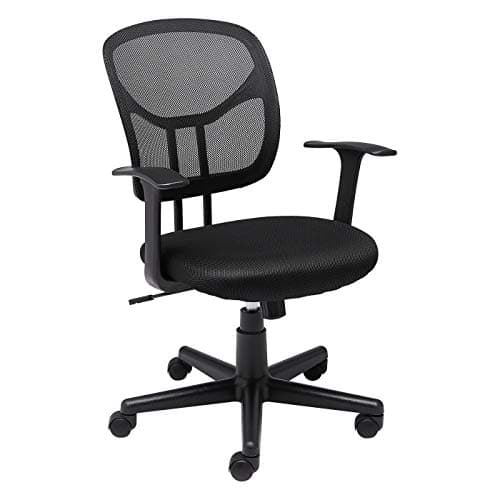 Amazon Basics Breathable Mesh Mid-Back Office Desk Chair with Armrests, Lumbar Support, 360-Degree Swivel, Adjustable-Height, Black - Gaming Chair