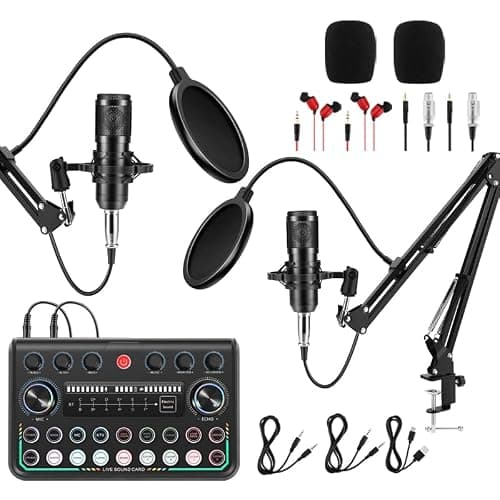 Znclces 2025 Upgraded Podcast Equipment Bundle for 2, Recording Studio Package with Pro Audio Interface(4 Customize SE) and Podcast Microphone for Gamer Podcasting, Recording, Singing, Streaming - Audio Interface