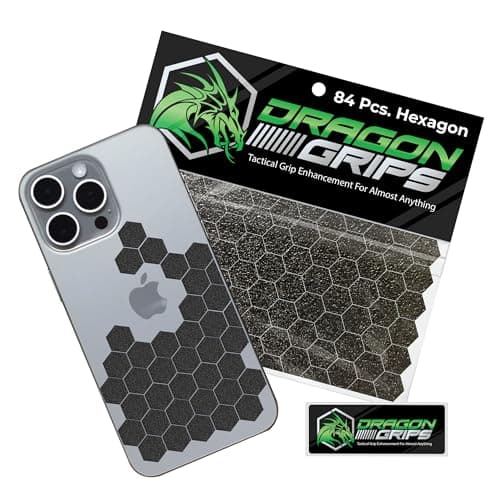 Dragon Grips Black Rubber Grip Tape - 84 Precut Hex Griptape Stickers (Pack of 1), Non-Slip Adhesive for Cell Phones, Controllers, Guns, and Mouse Grip Tape, Rubberized Durable Texture, Made in USA - Controller