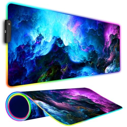 Armanza RGB Gaming Mouse Pad, Large Mousepad with Led Light, Keyboard Pad Gaming Accessories for Desk, Non-Slip Rubber Base Big Mouse Mat for Gamer, 31.5 X 11.8 Inch, Dazzling Galaxy - Desk