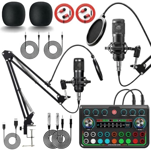 chufa 2026 Upgraded Podcast Equipment Bundle for 2, Recording Studio Kit with Dual Condenser Microphones, Audio Interface Mixer (4 Custom Sound Effects), Easy Setup for Podcasting, Streaming & Gaming - Audio Interface