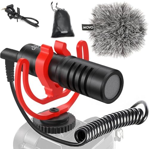 Movo VXR10 Universal Shotgun Mic for Camera - Camera Microphone for DSLR, iPhone and Android Smartphones - Compatible with Canon EOS, Nikon, and Sony Cameras - Professional Video Microphone - Microphone