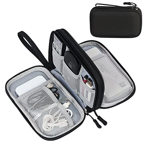 FYY Travel Cable Organizer Pouch Electronic Accessories Carry Case Portable Waterproof Double Layers All-in-One Storage Bag for Cord, Charger, Phone, Earphone Black - Cable Management