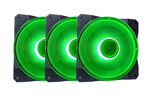 Apevia APEVIA CO312L-GN Cosmos 120mm Green LED Ultra Silent Case Fan w/ 16 LEDs & Anti-Vibration Rubber Pads (3 Pack) 3-Pack - Case Fan