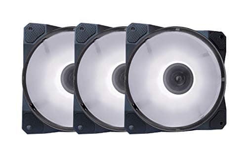 Apevia APEVIA CO312L-WH Cosmos 120mm White LED Ultra Silent Case Fan w/ 16 LEDs & Anti-Vibration Rubber Pads (3 Pack) 3-Pack - Case Fan
